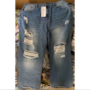 Plus high waist Ripped mom fit Jeans